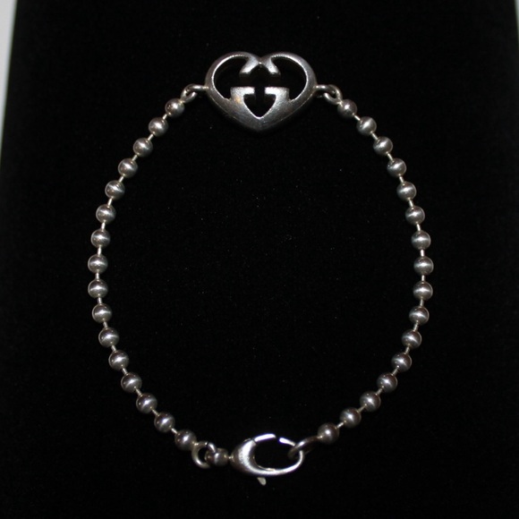 Gucci Sterling Silver Interlocking GG Heart Bracelet - Picture 1 of 4